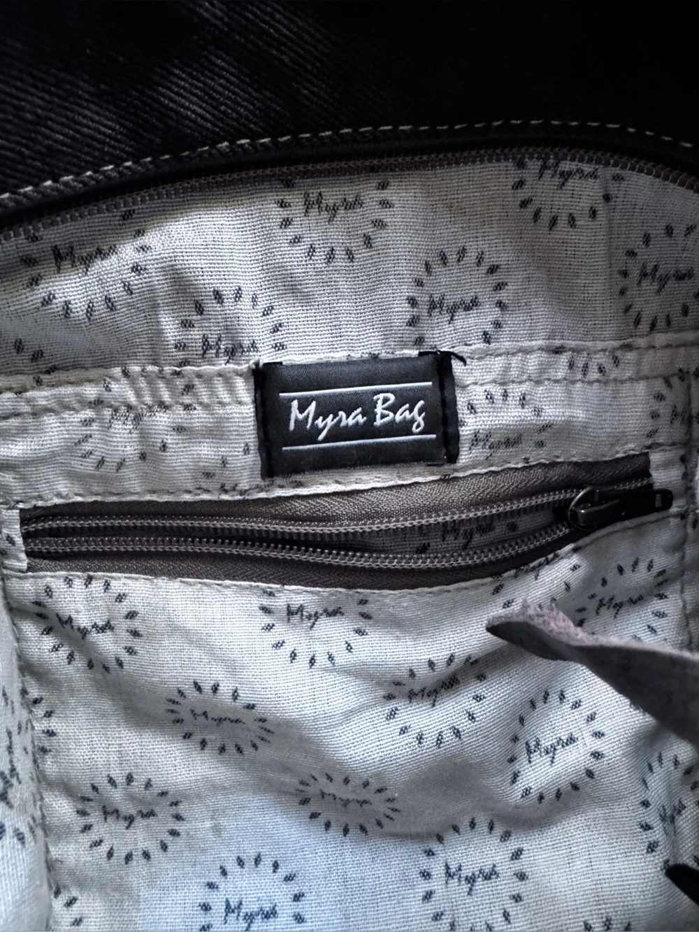 Myra Bag Canvas Tote Bag with Bicycle Print and leather detailing